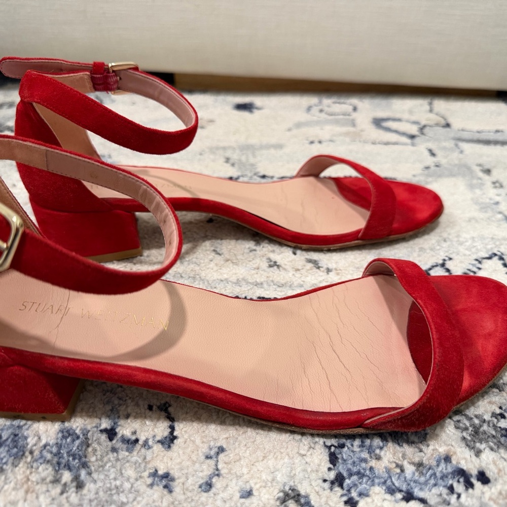 Stuart Weitzman Red Suede Sandals